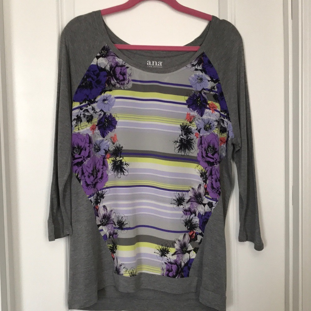 a.n.a Floral/Stripe Front Top
